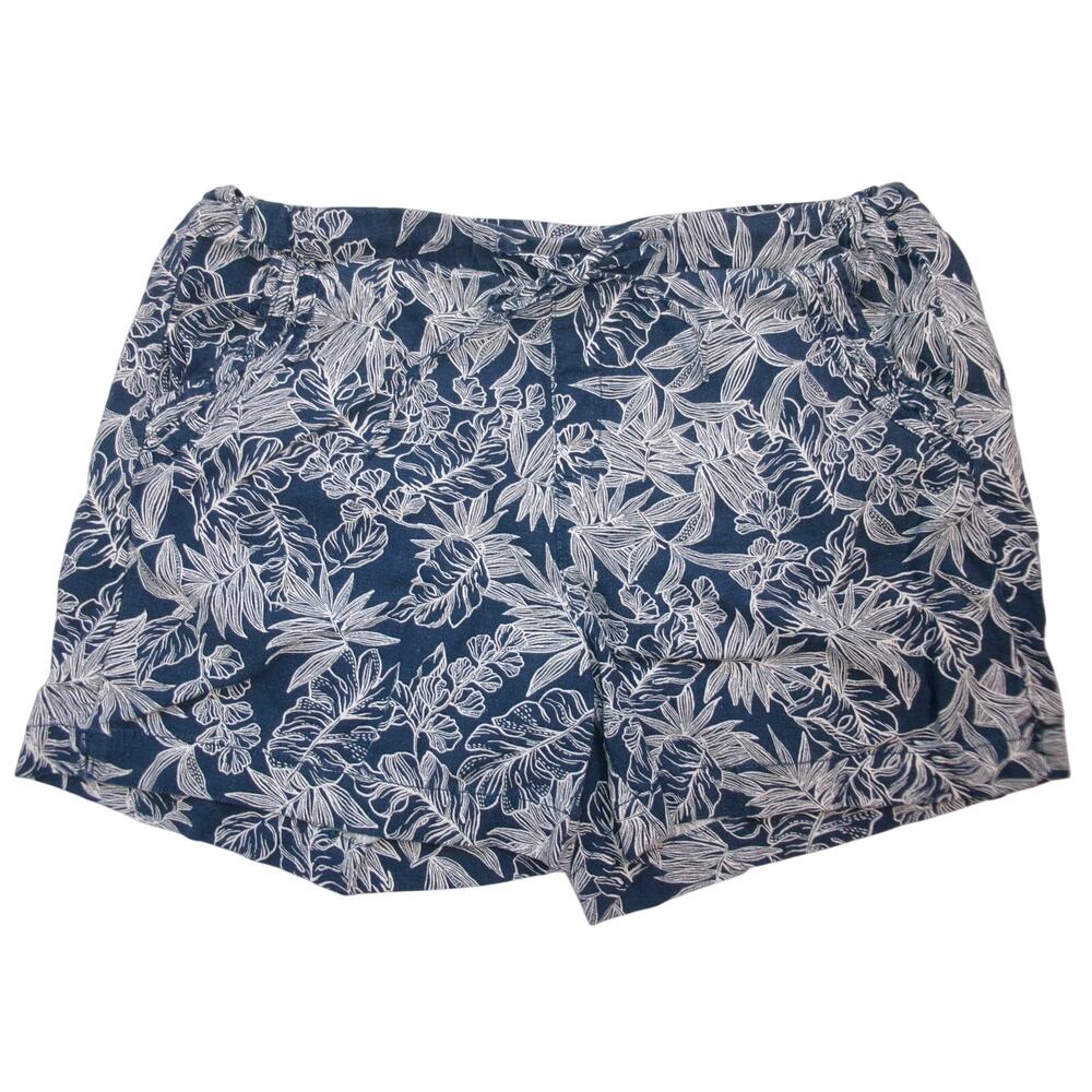 Briggs Blue Tropical Floral Pull On Shorts Womens Large Casual